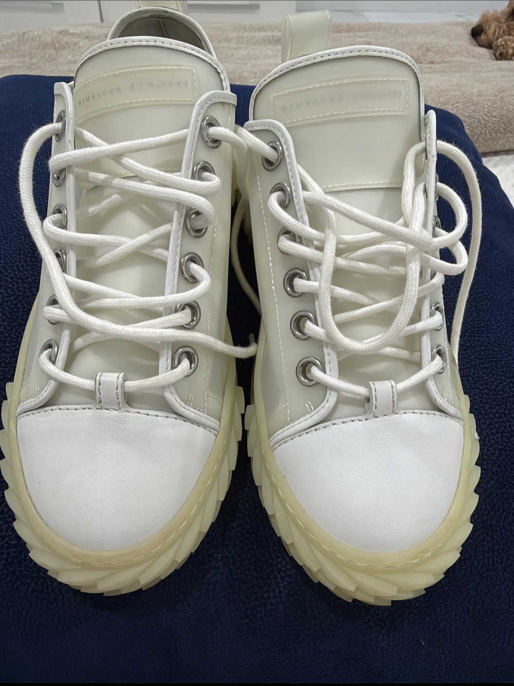 Giuseppe Zanotti White and Cream Chunky Lace-Up Sneakers
